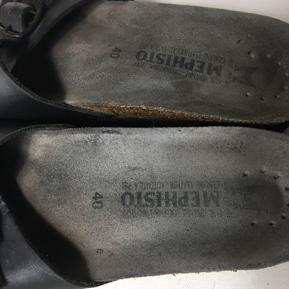 Mephisto Comfort Black Leather One Strap Buckle Slide Sandals Size 40 – 9.5/10 - Picture 6 of 11